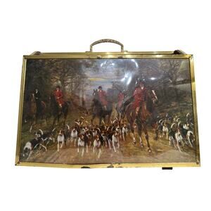 Vintage Lombard Of London Brass Magezine Holder English Fox Hunt Scene